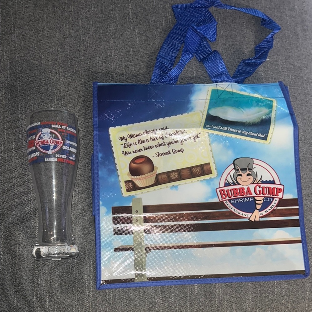 Bubba Gump Drinkware glass and Tote bag (new)